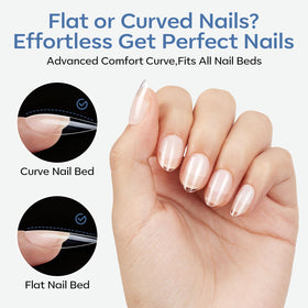 Modelones nail tips displayed with gel polish and tools