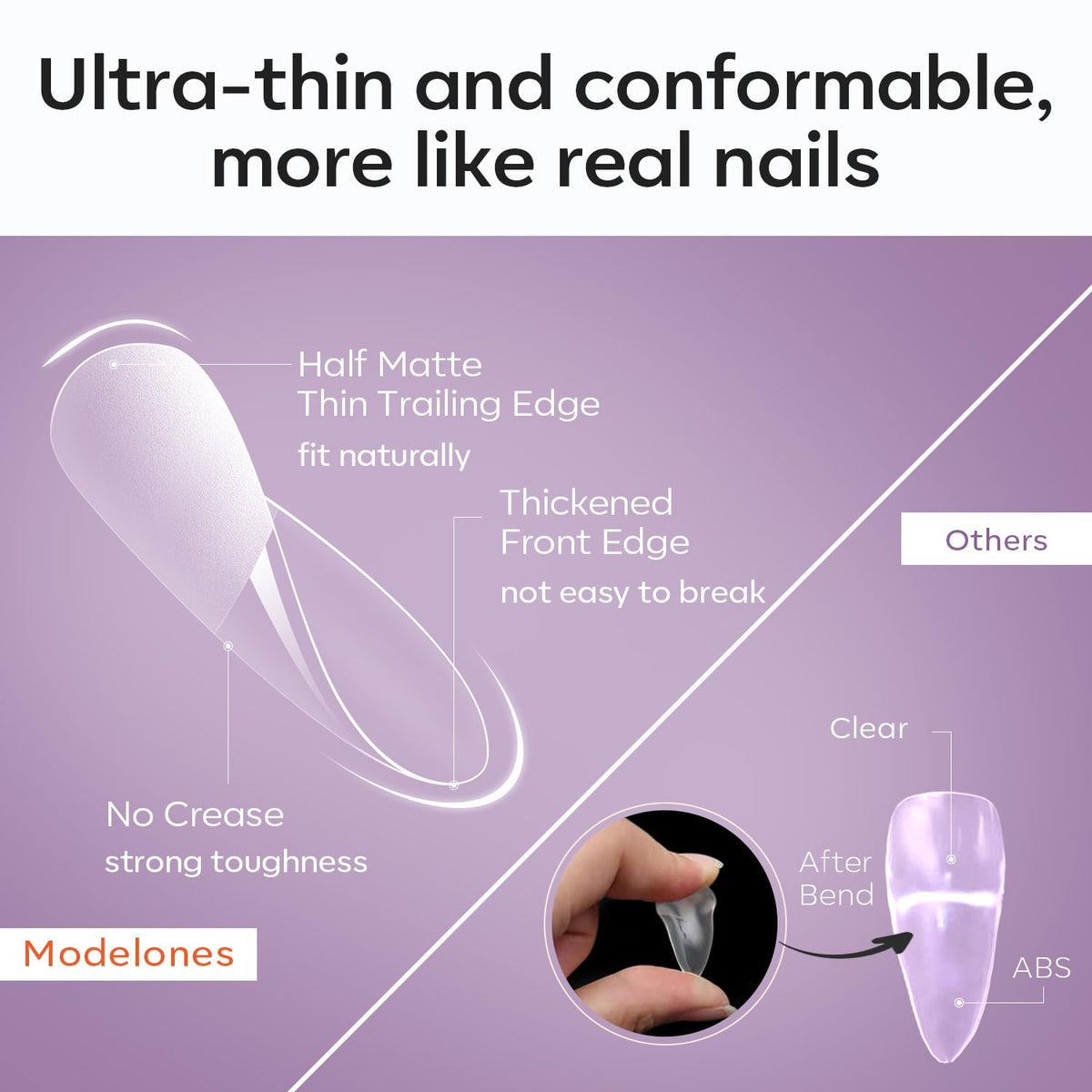 Modelones nail tips displayed with manicure tools