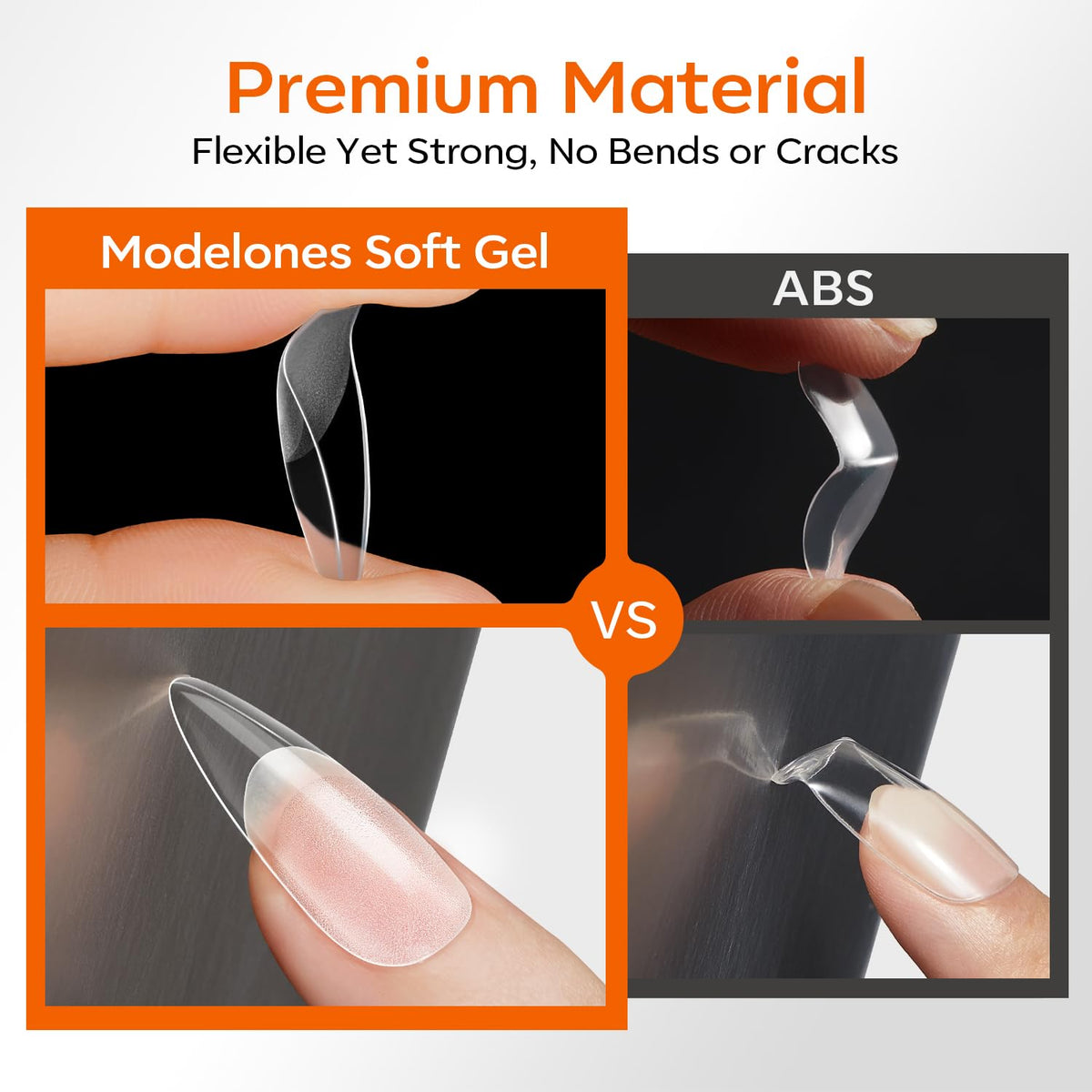 Modelones Nail Tips in various sizes arranged neatly