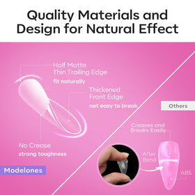 Modelones nail tips in various sizes displayed