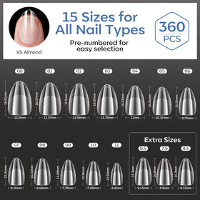 Modelones nail tips with numbered sizes for easy identification