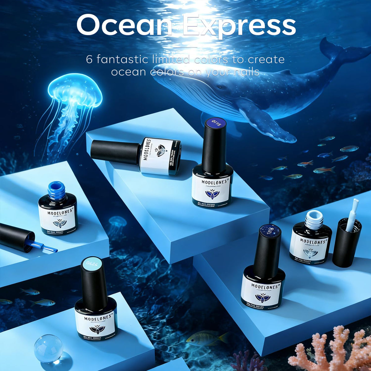 modelones Navy Blue Gel Nail Polish bottle with applicator