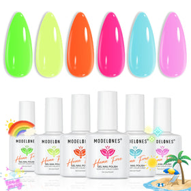 modelones Neon Gel Nail Polish Set featuring six vibrant colours