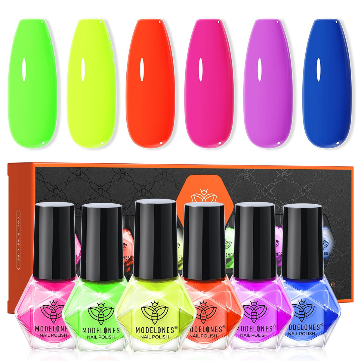modelones Neon Nail Polish Set with six vibrant colours