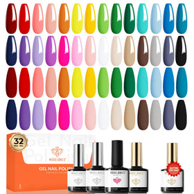 modelones Nude Gel Nail Polish Set 32PCS with 28 colours and top coats