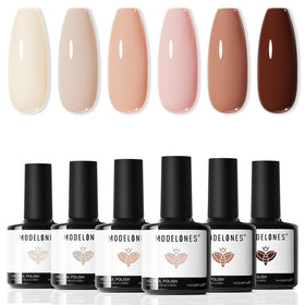 modelones Nude Pink Gel Nail Polish Set front view with six bottles