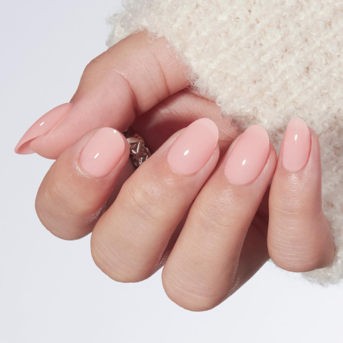 modelones Nude Pink Short Press on Nails Kit front view with 32 pcs