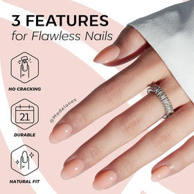 modelones Nude Short Press on Nails displayed on a hand