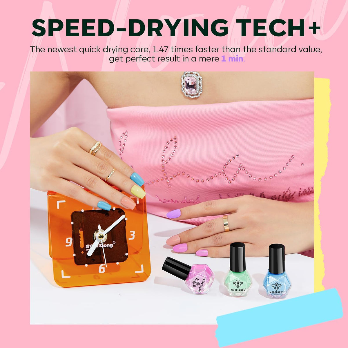 modelones pastel nail polish colours displayed