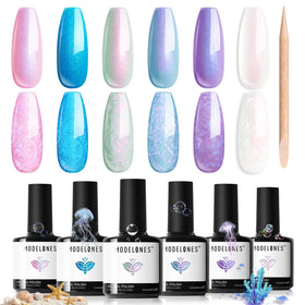 modelones Pearl Gel Nail Polish Set including 6 iridescent colours