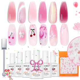 modelones Pink Gel Polish Set including 5 pink gels and cat eye gel