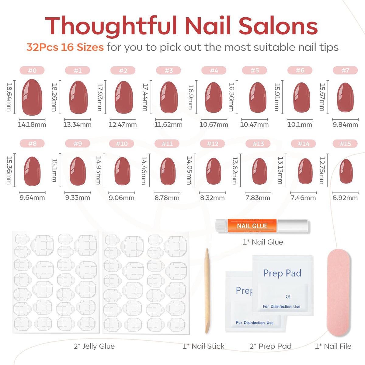 modelones Pink Short Press on Nails Kit with nail glue and accessories
