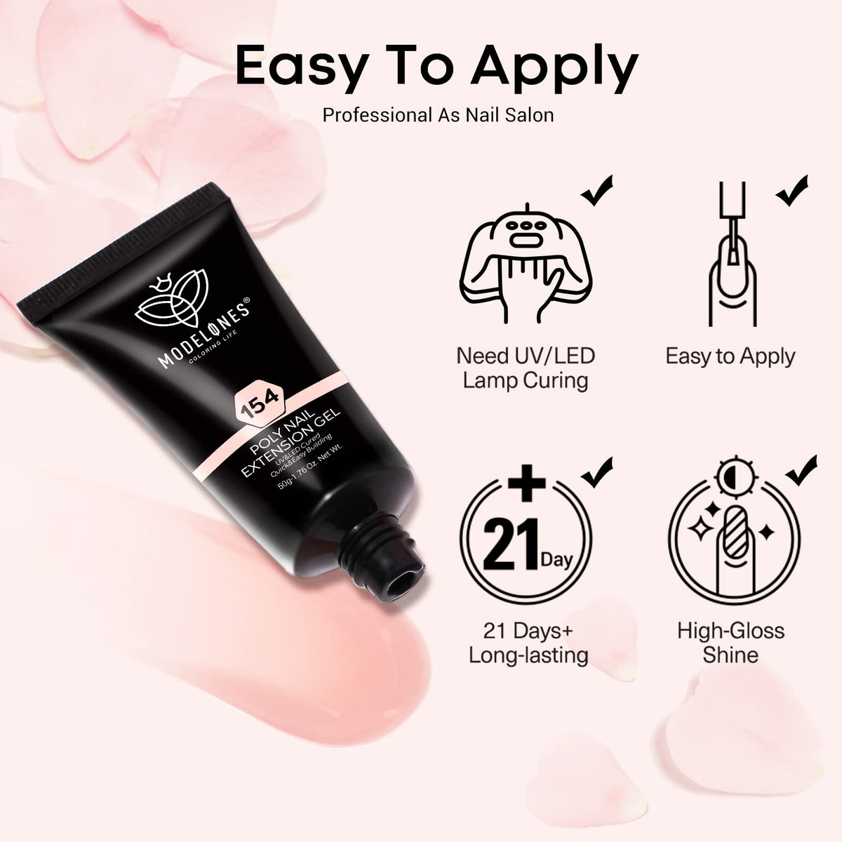 modelones Poly Nail Gel application on nails