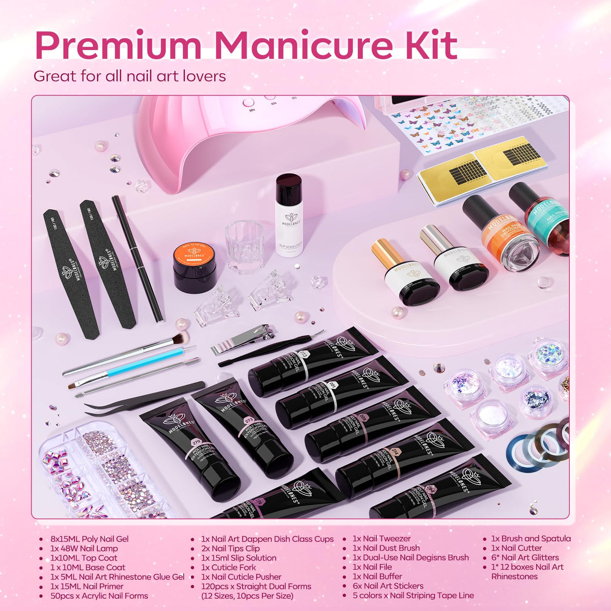 modelones Poly Nail Gel Kit packaging and contents