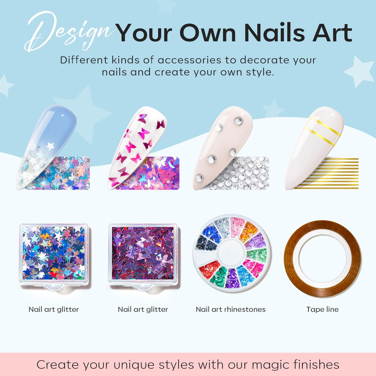 modelones Poly Nail Gel Kit showing various nail colours