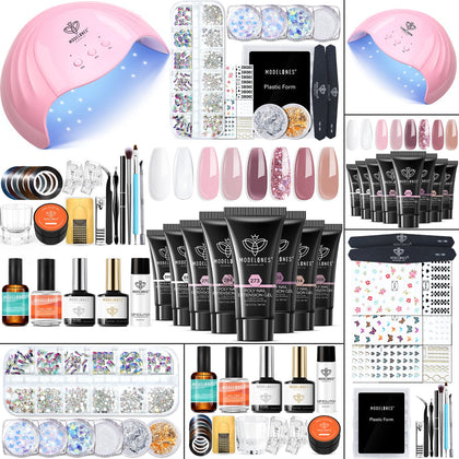 modelones Poly Nail Gel Kit with 8 colours and 48W lamp