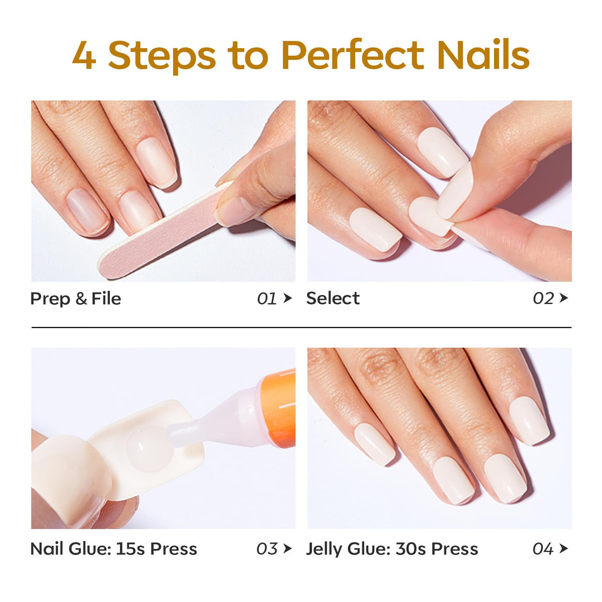 modelones press on nails displayed with a mini nail file