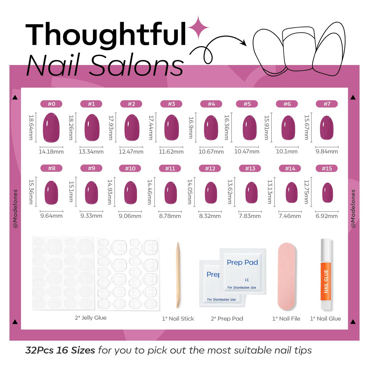 Modelones press on nails in a stylish arrangement
