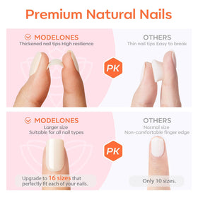 modelones Press on Nails Short Chrome Pink cuticle stick and prep pad
