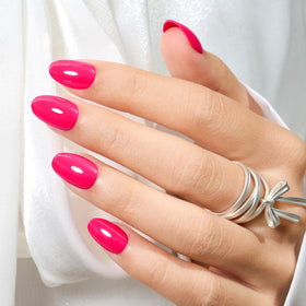 modelones Press on Nails Short Chrome Pink kit front view with 32 nails