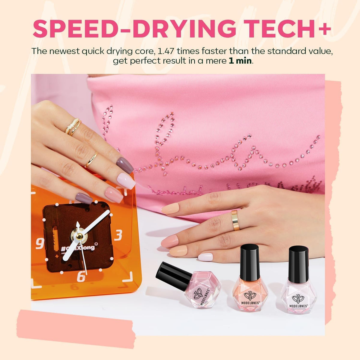 modelones quick-dry nail polish drying on nails