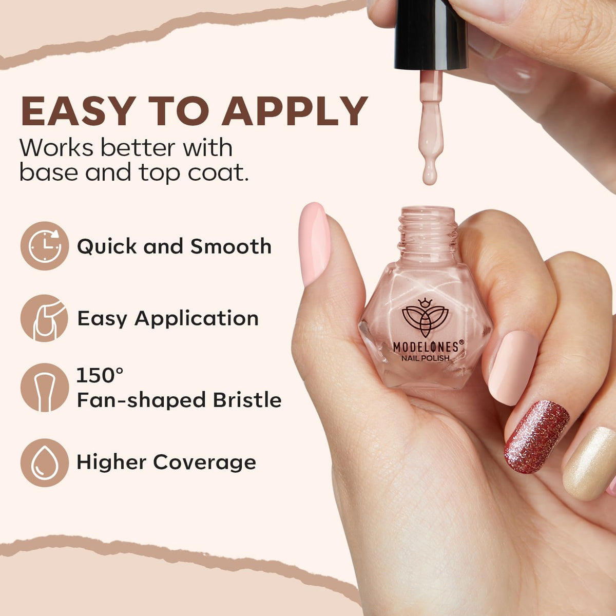 modelones Quick Dry Nail Polish Set next to nail care accessories