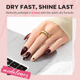 modelones Quick Dry Nail Polish Set showing dark red and nude colours