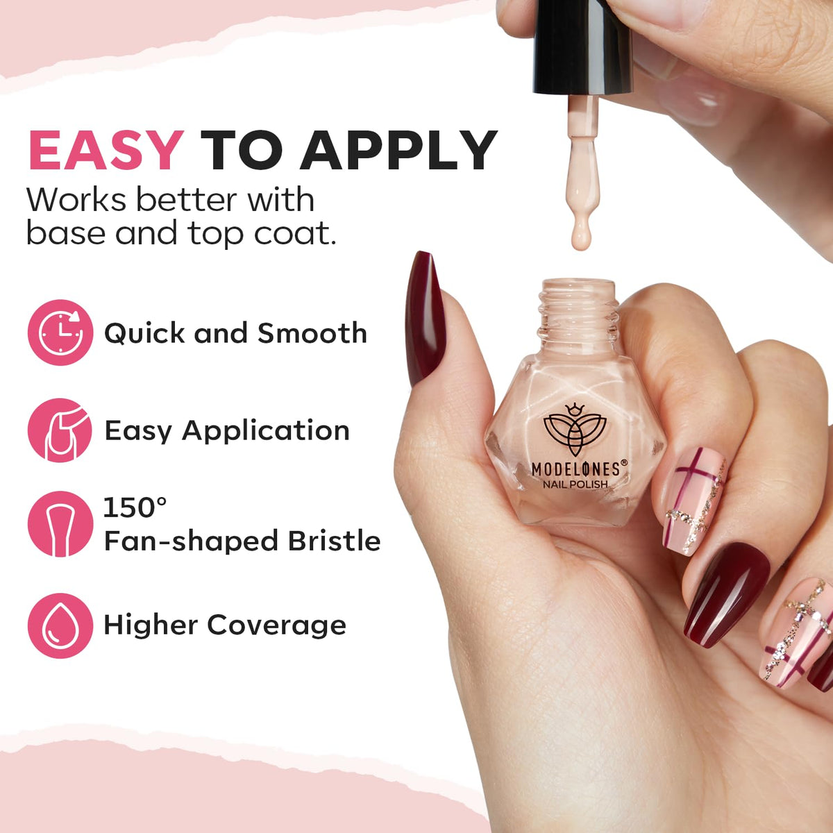 modelones Quick Dry Nail Polish Set with brush close-up