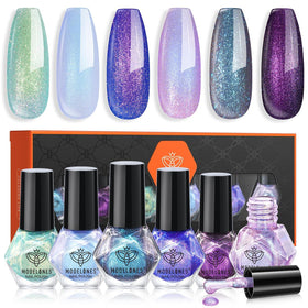 modelones Quick Dry Nail Polish Set with six holographic colours