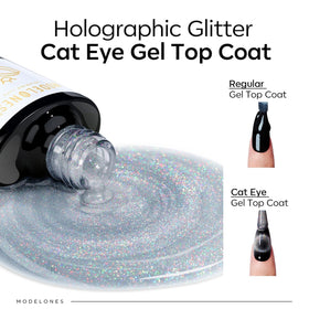 modelones Rainbow Cat Eye Gel Top Coat application on nails