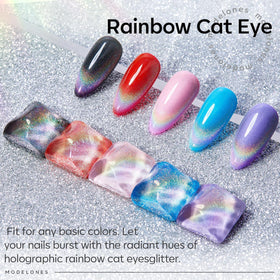 modelones Rainbow Cat Eye Gel Top Coat with magnetic stick