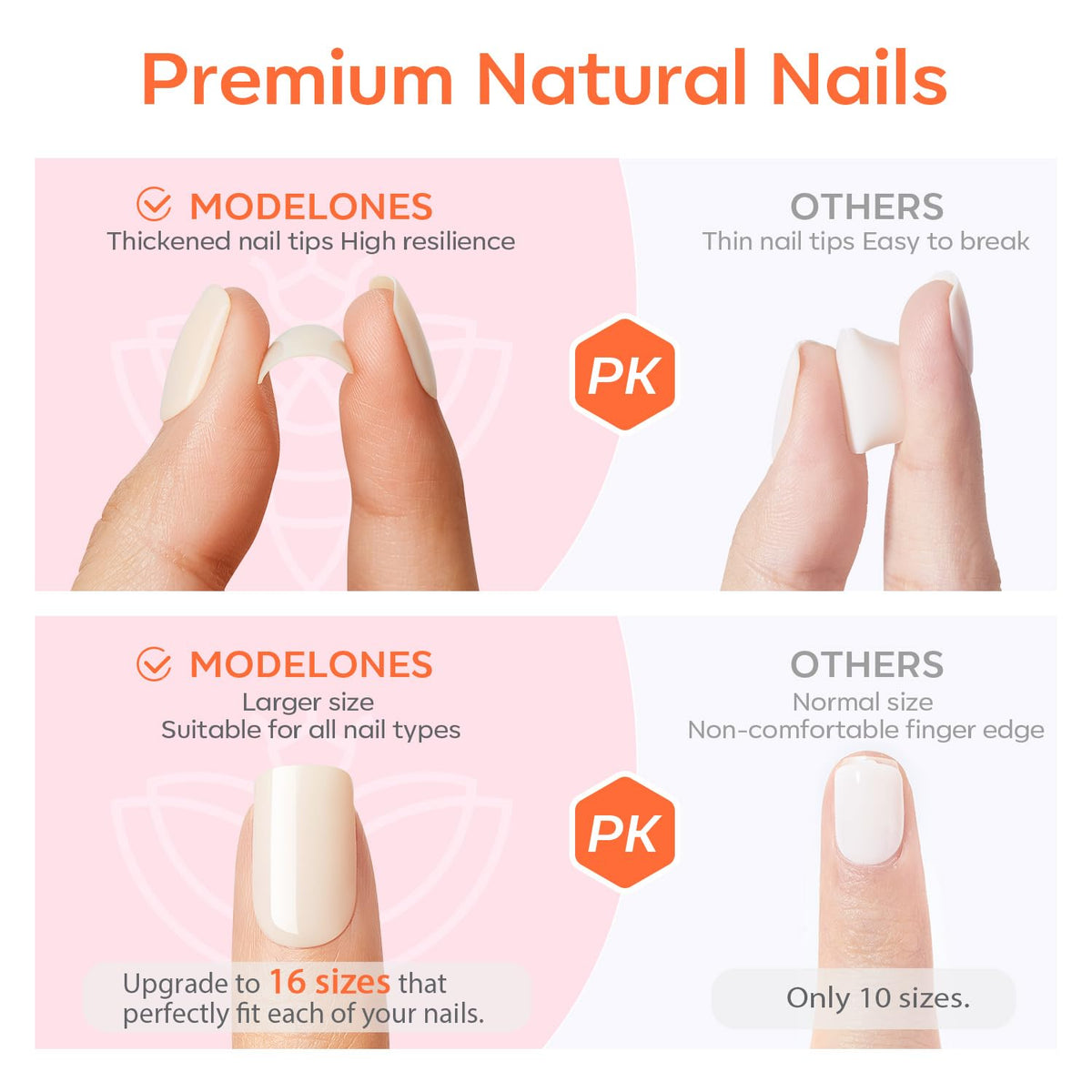 Modelones Red French Tip nails applied on hands