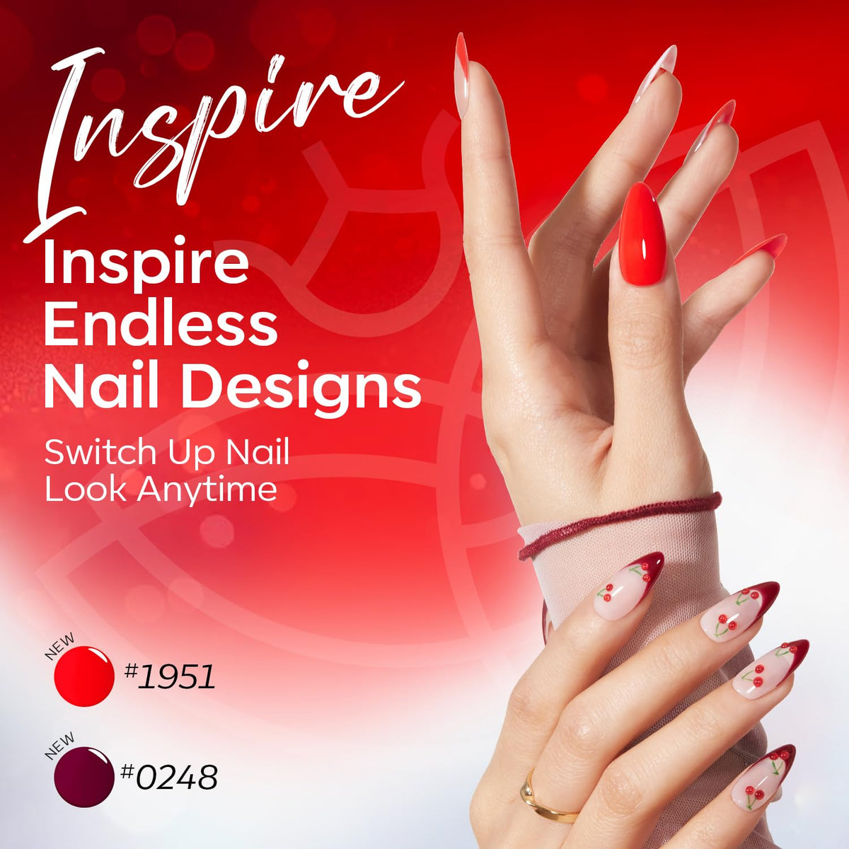 modelones red gel polish application on nails