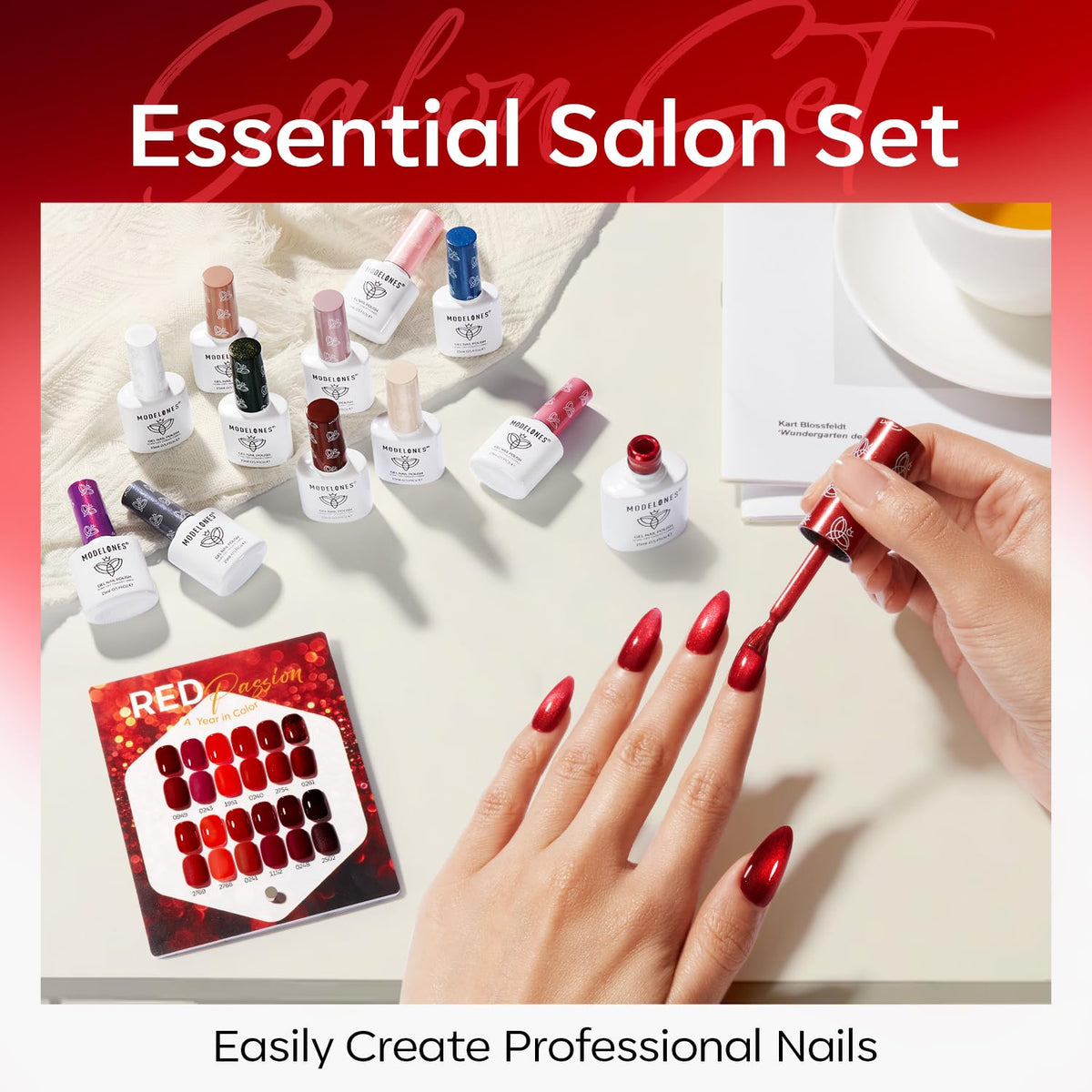 modelones red gel polish set packaging