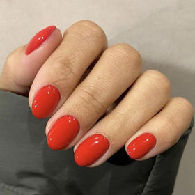 modelones Red Short Press on Nails set with 32 pieces