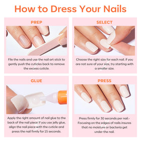 modelones Red Short Press on Nails with adhesive tabs and prep pads