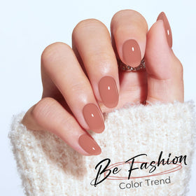 modelones Sheer Milk Tea Short Press on Nails with included nail glue and adhesive tabs