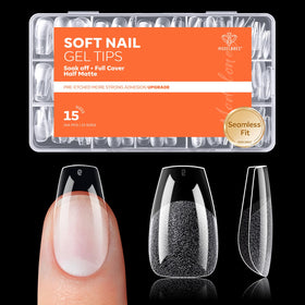 modelones Short Coffin Fake Nail Tips front view with packaging