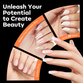 modelones Short Coffin Fake Nail Tips in use on natural nails