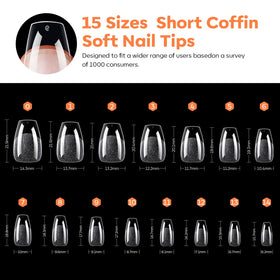 modelones Short Coffin Fake Nail Tips side view highlighting shape