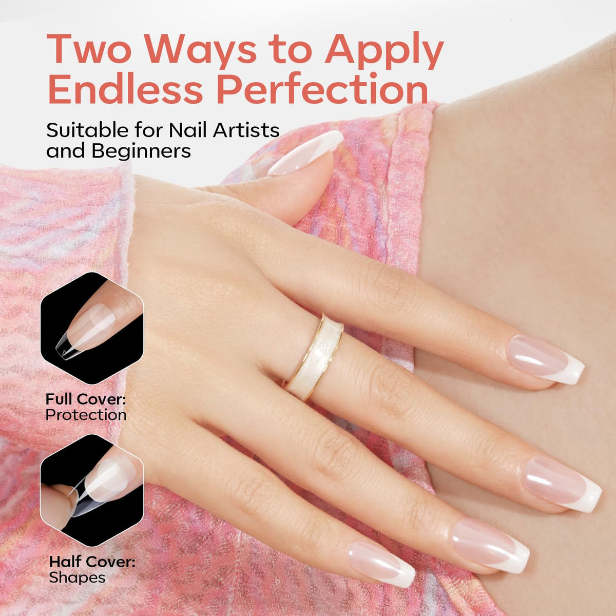 Modelones Short Coffin Nail Tips half matte texture close-up