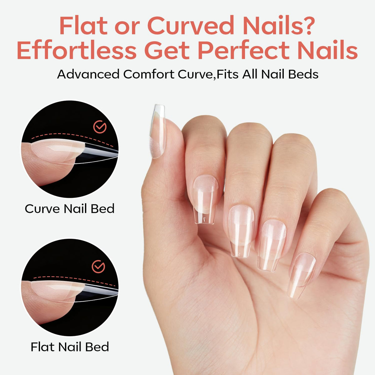 Modelones Short Coffin Nail Tips in different nail art designs