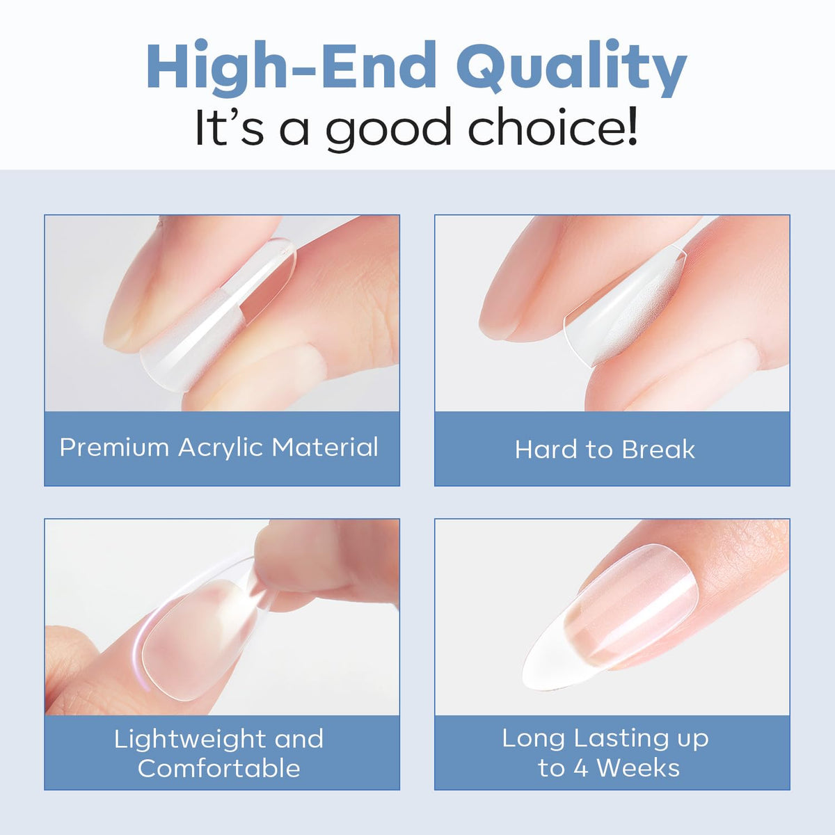 Modelones Short Coffin Nail Tips on a hand