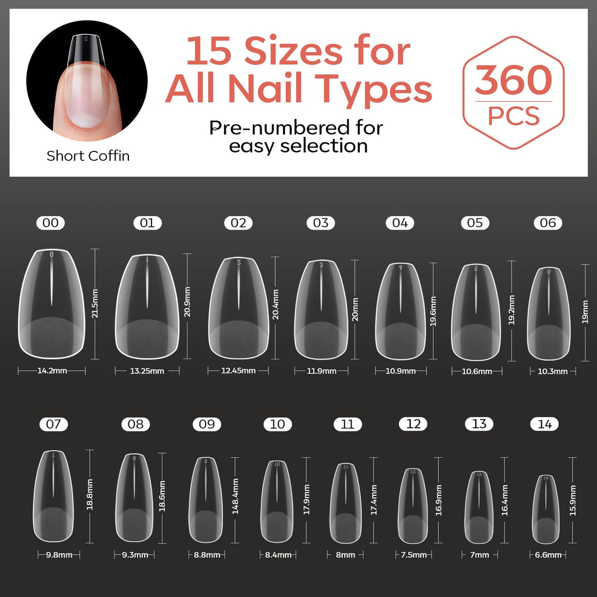 Modelones Short Coffin Nail Tips showing durability