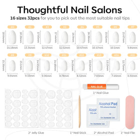 modelones Short Press on Nails application process with tools