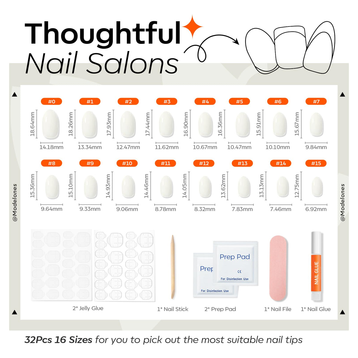 modelones Short Press on Nails Kit showing classic nail styles