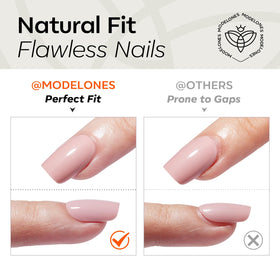 modelones Short Press on Nails Kit with nails applied on fingers
