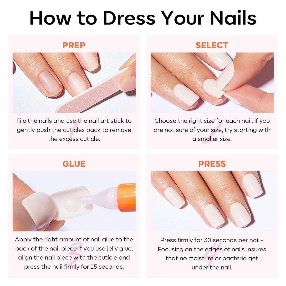 modelones Short Press on Nails packaging and included items