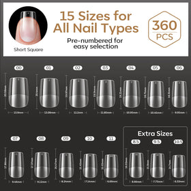 modelones Short Square Nail Tips displayed with nail polish