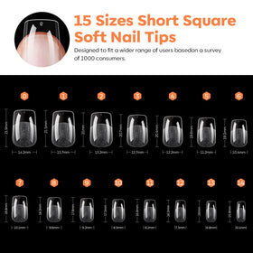 modelones Short Square Press On Nails with nail glue and gel polish